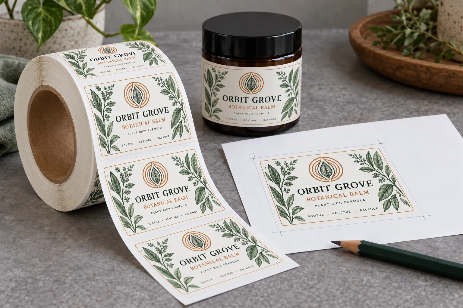 Original Orbit Grove labeled jar with a matching printed proof and roll for identifying physical reference scope.