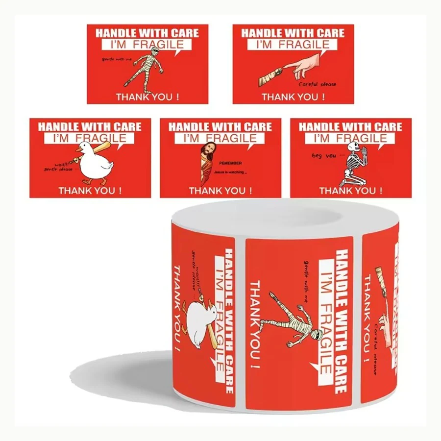 Warning Fragile Labels custom sticker example